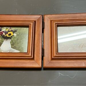 Elegant Brown Wooden Double Picture Frame